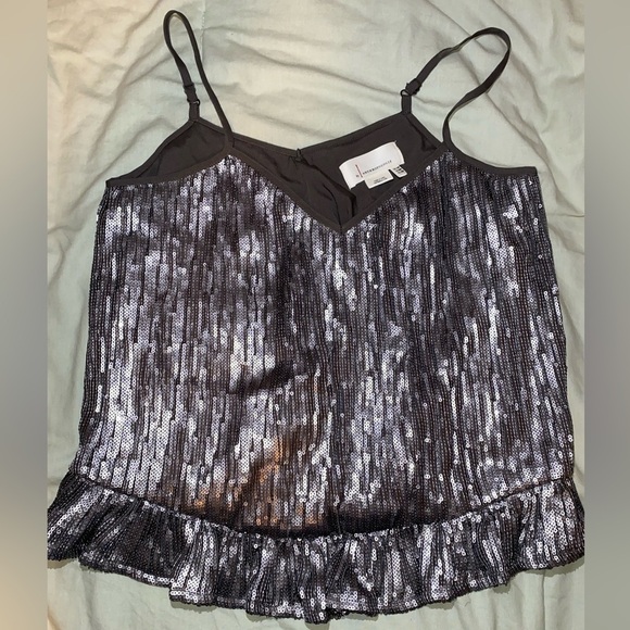 Anthropologie Gray Amelie Beaded Ruffle Hem Camisole with Adjustable Straps Tank - Picture 10 of 11